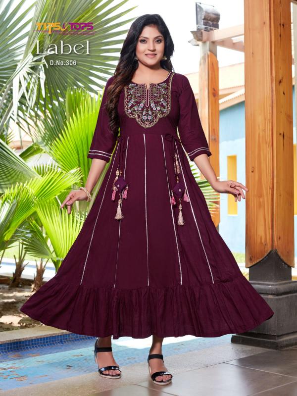 Tips Tops Label Vol 3 Slub Rayon Designer anarkali Style Kurti Collection